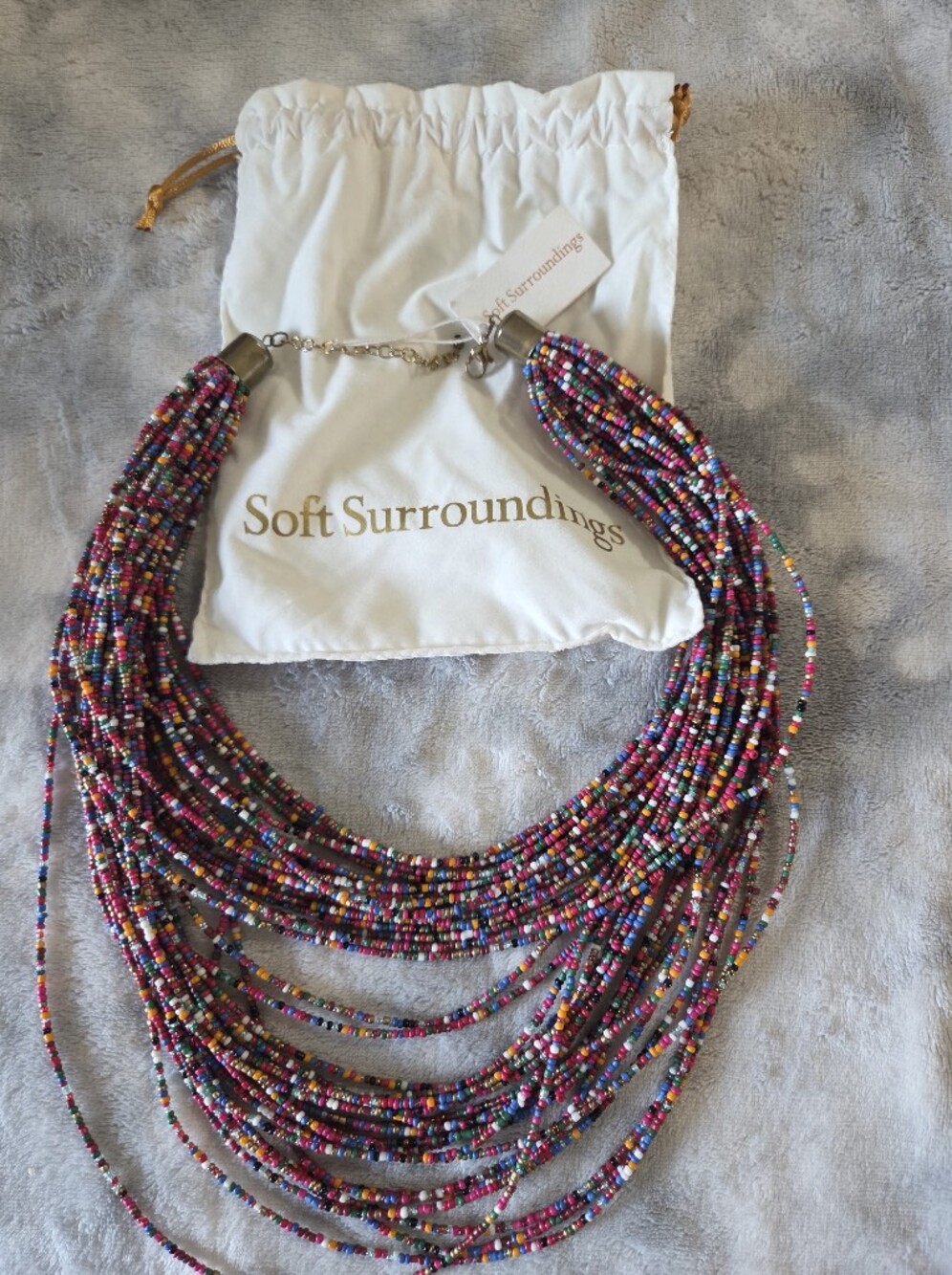 Soft Surroundings Multicolor Seed Bead Layered Necklace